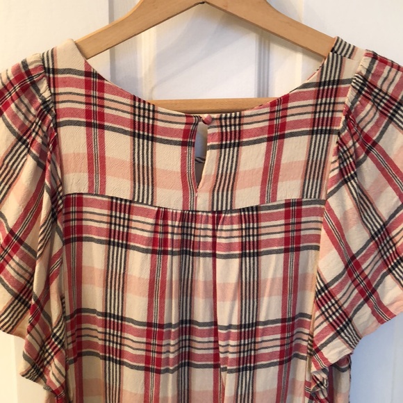Maeve by Anthropologie Short Sleeve plaid top ~ medium - Picture 5 of 8